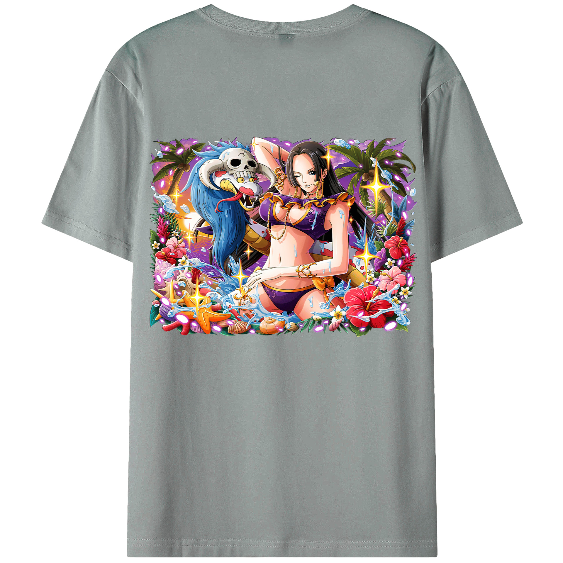 ワンピース ボア・ハンコック ONE PIECE Boa·Hancock 綿100％ メンズ半袖Tシャツ（バックプリント） 通気性